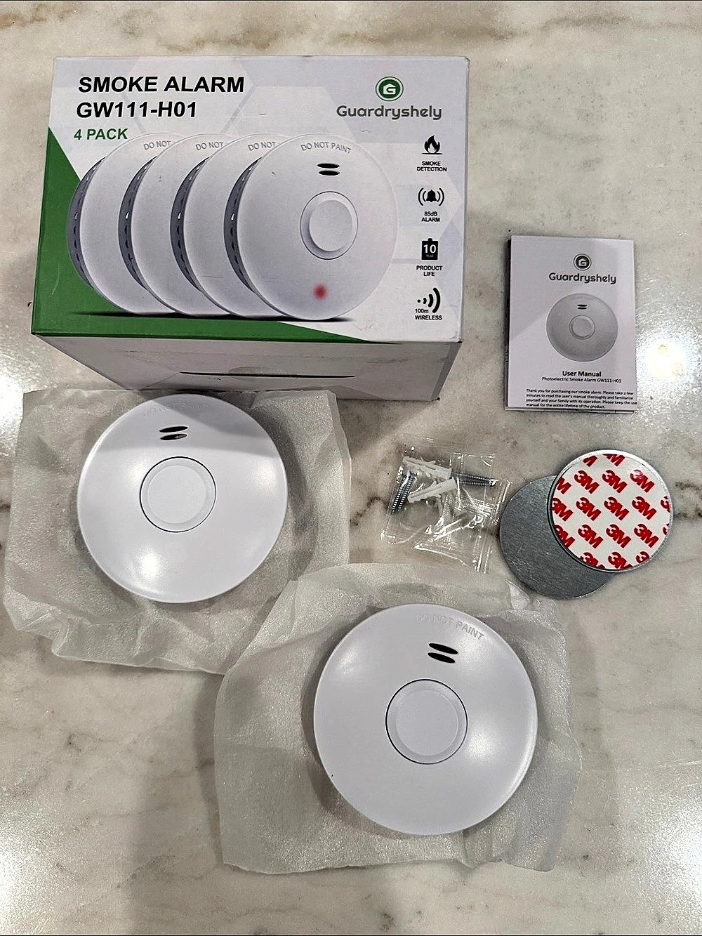 Guardryshely GW111-H01 Smoke Alarm 2 Pack Photoelectric Smoke Alarm 2 Pack